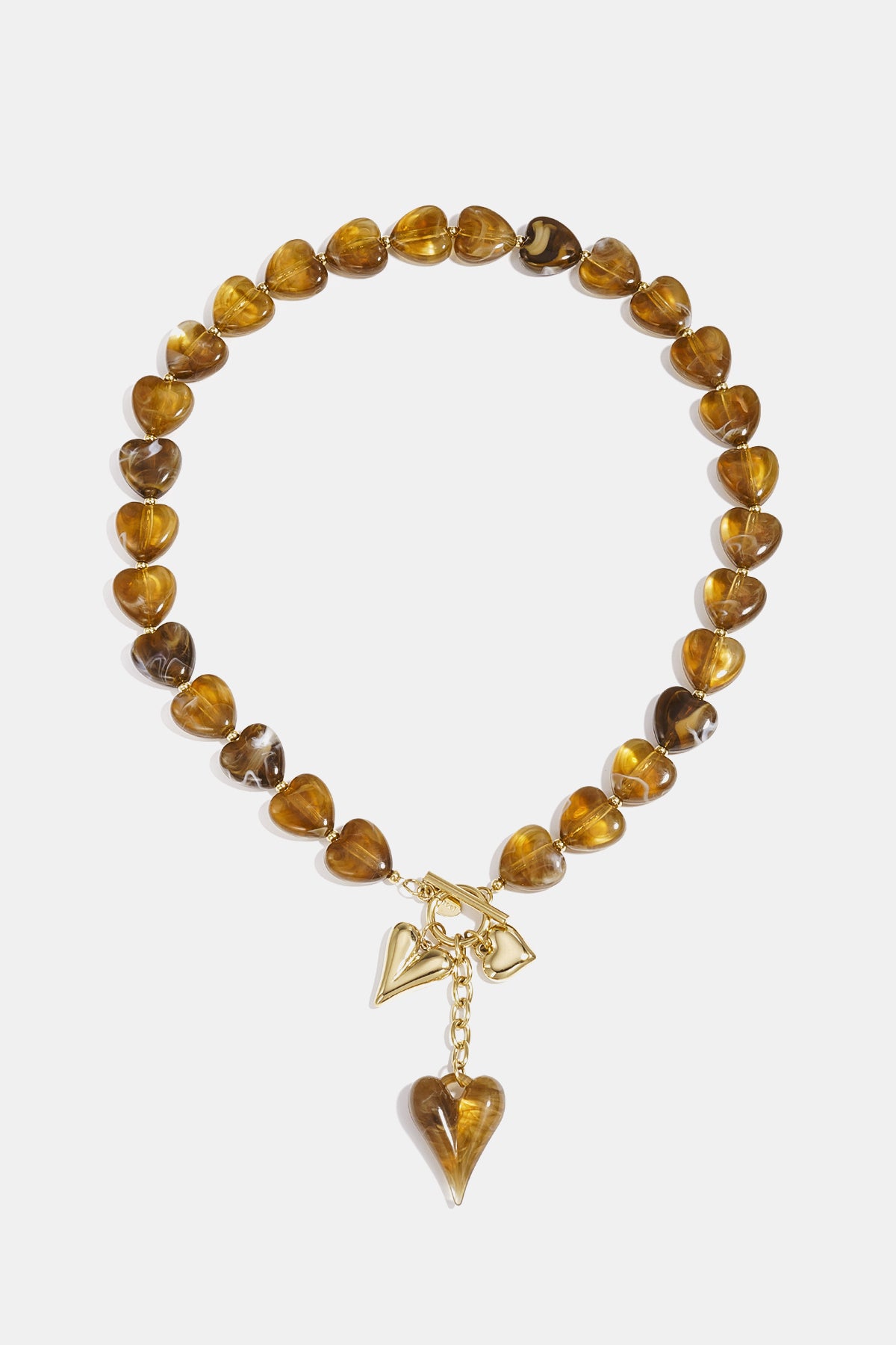 Ruby kralenketting met gouden hanger