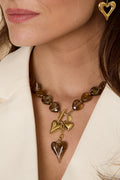Ruby kralenketting met gouden hanger