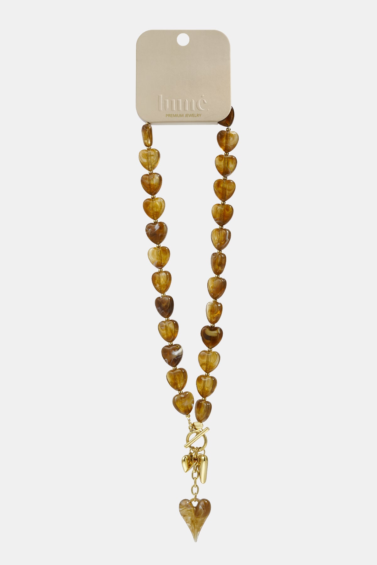 Ruby kralenketting met gouden hanger